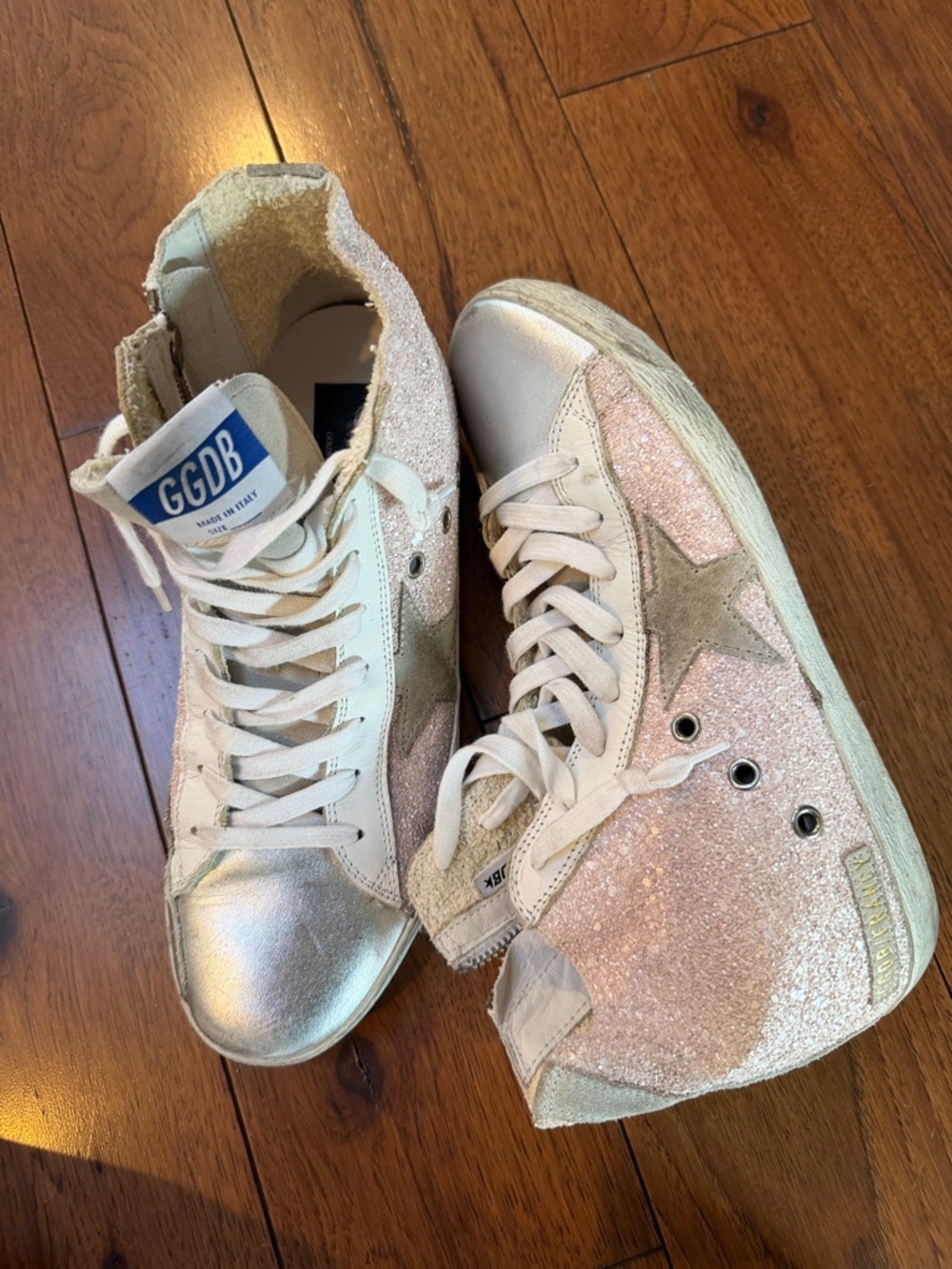 Authentic Golden Goose GGDB Pink Glitter High-Top Sneakers